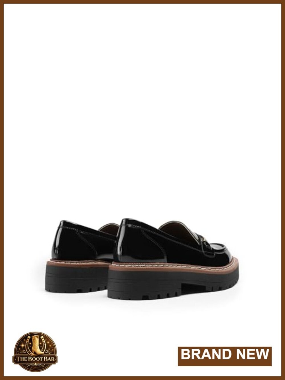 Platform Chunky Loafers Square Toe Horsebit Slip-On Faux Leather Work Shoes - Picture 3 of 6